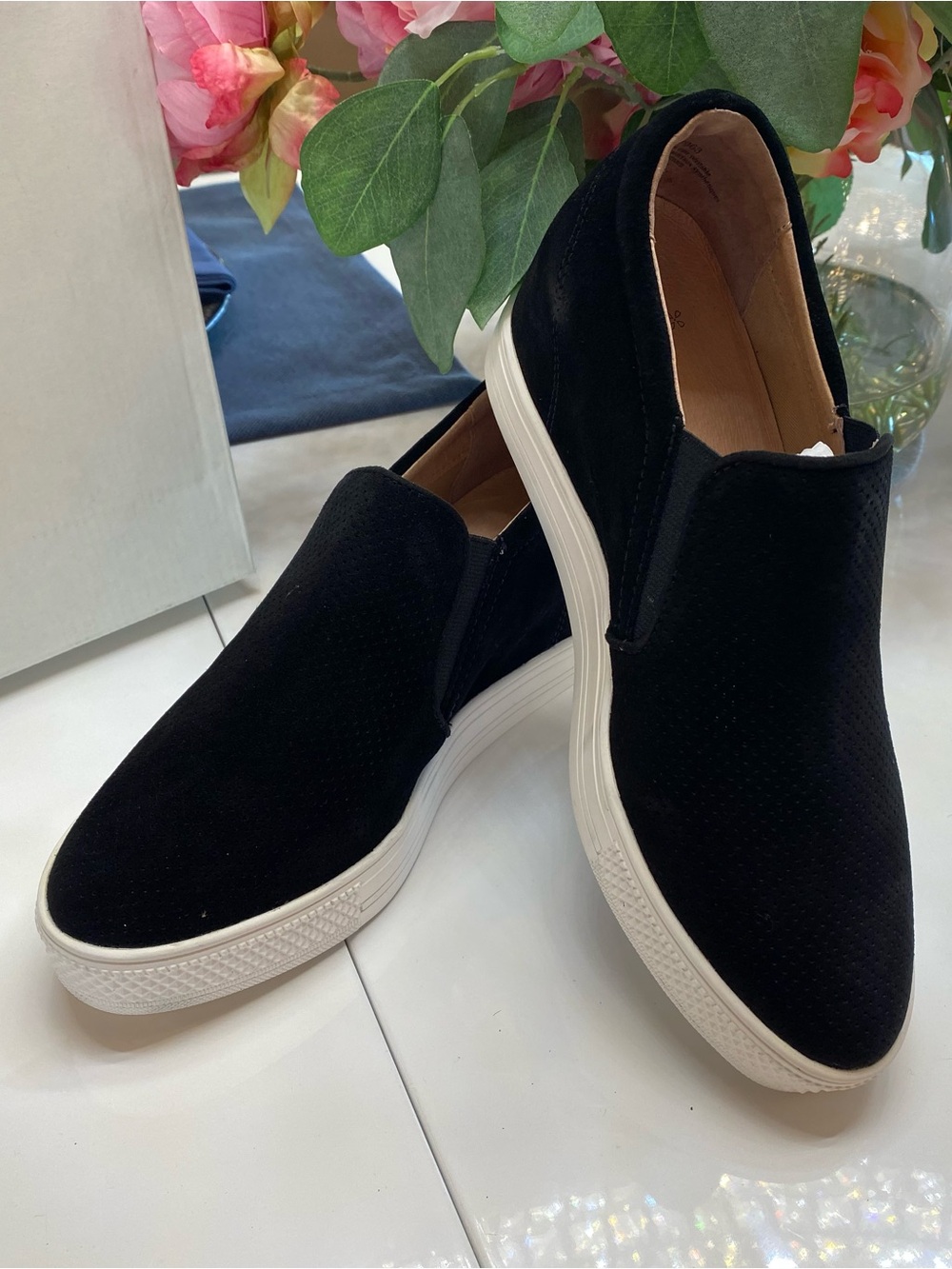 Caslon Black Slip-On Sneakers with White Platform Sole